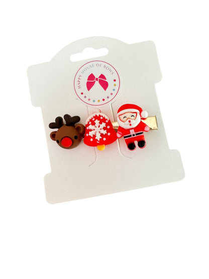 Santa Clips - Christmas Hair Clip for Girls