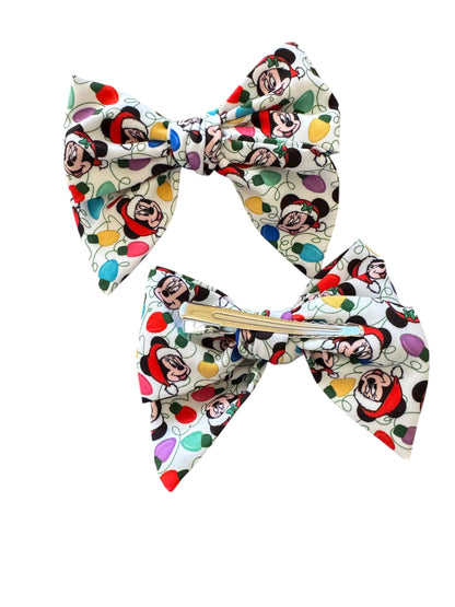 Christmas Mouse Lights Hair Bows