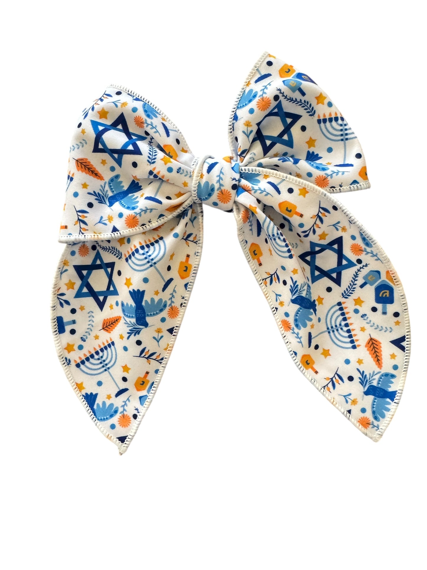 Hanukkah Hair Bows - White Holiday Accessories