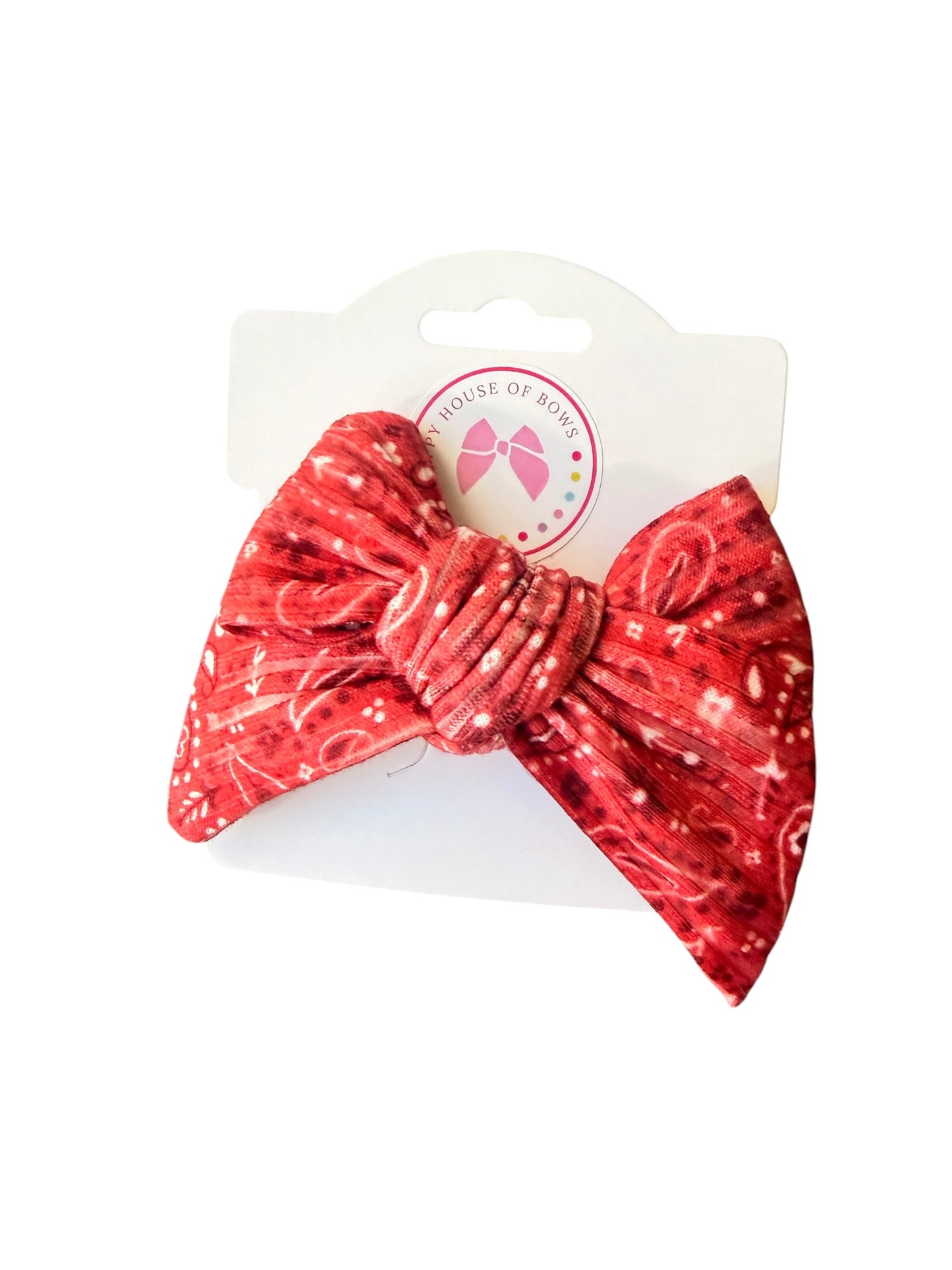 Red Bandana Hair Bows for Little Girls