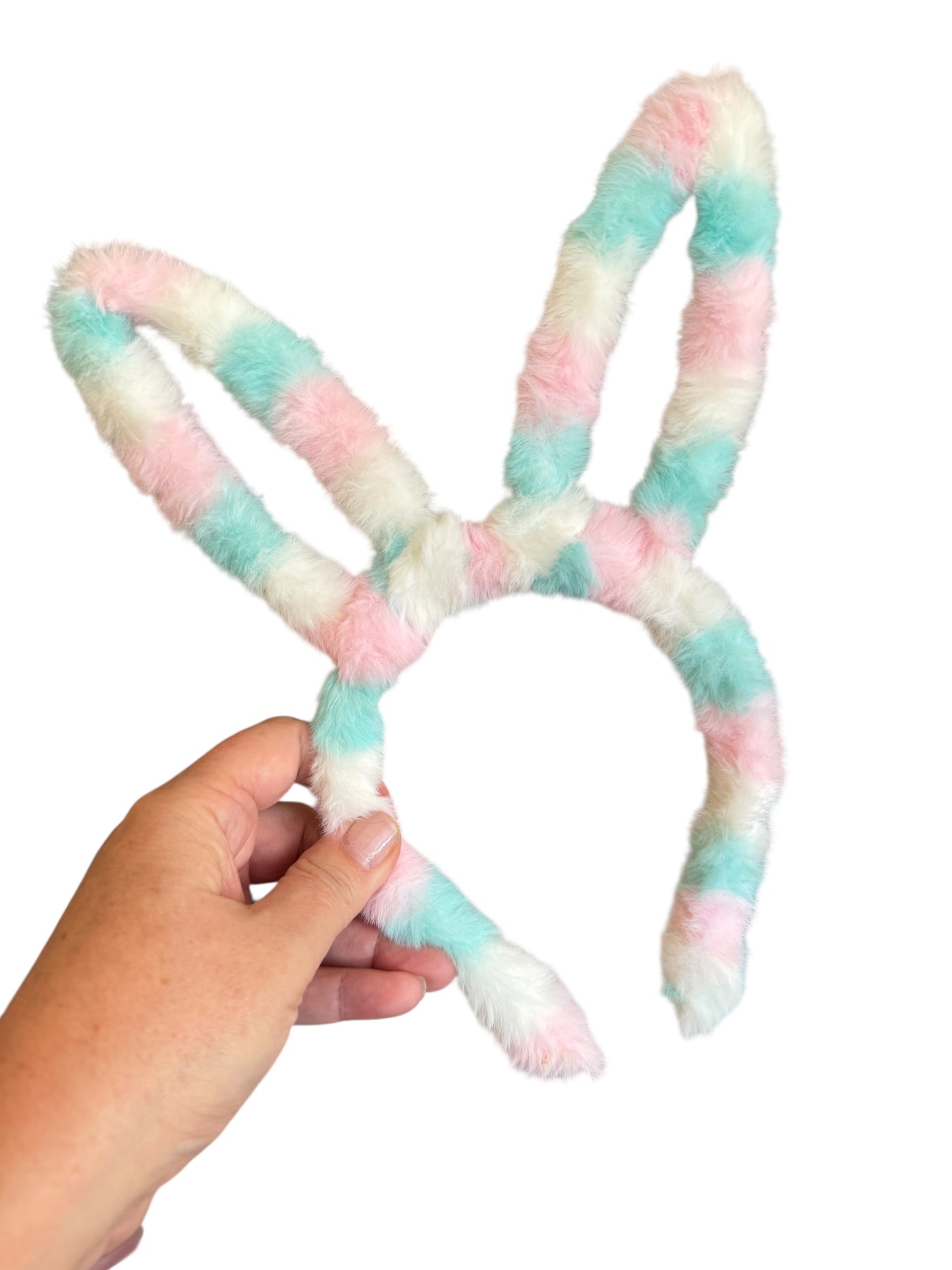 Easter Bunny Ear Headband - Fuzzy Striped Headband for Girls & Kids