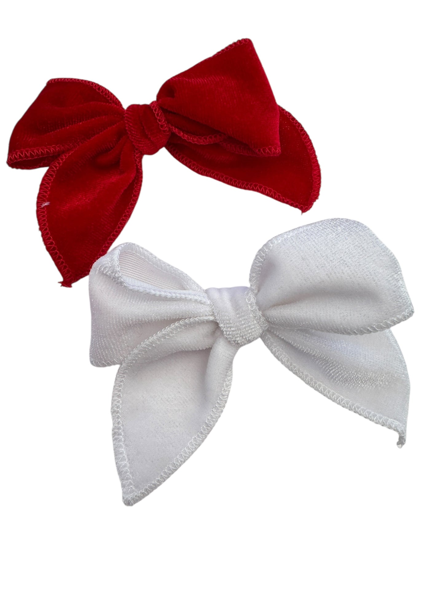 Velvet Pigtail Sets - Red & White Small Sailor Bows