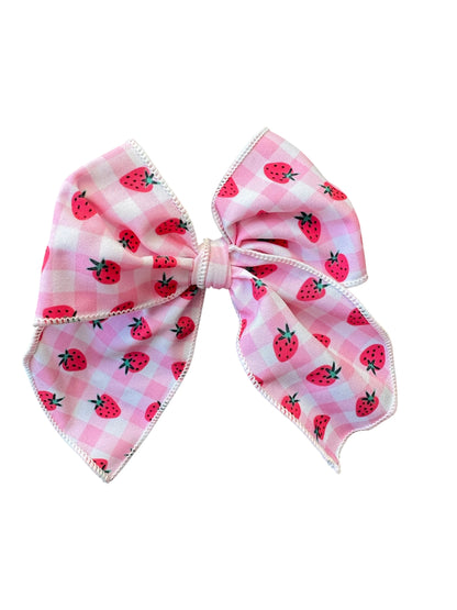 Strawberry Hair Bows for Girls - Pink Fruit Bow Clips & Headbands for Toddlers