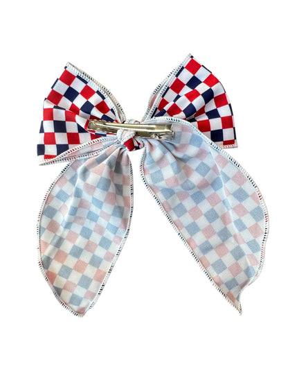 *Red & Blue Checkered Hair Bows