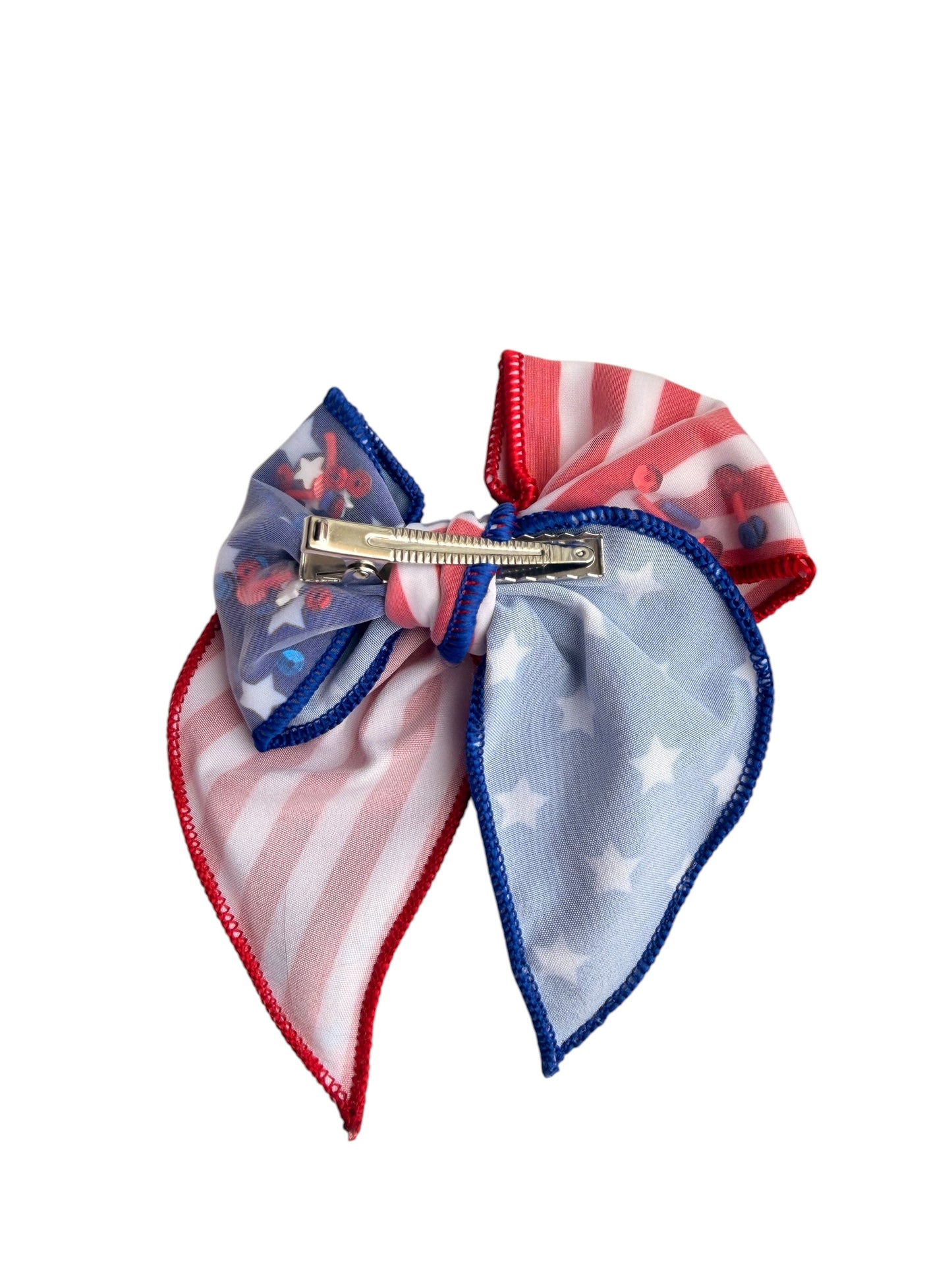 Patriotic Shaker Hair Bows – Stars & Stripes 4th of July Alligator Clip