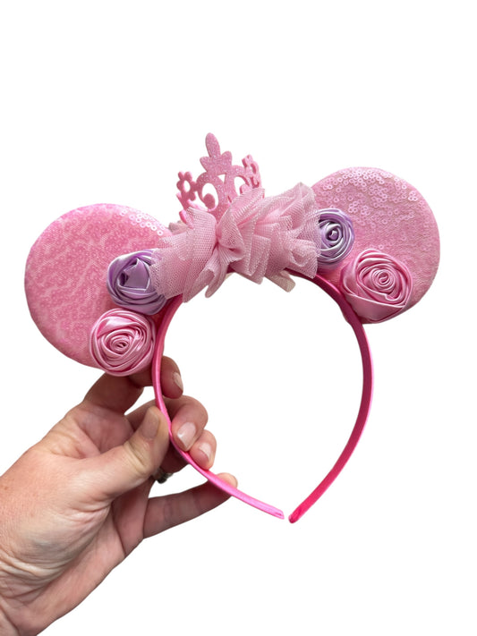 Pink and Purple Crown Princess Mouse Ear Headbands