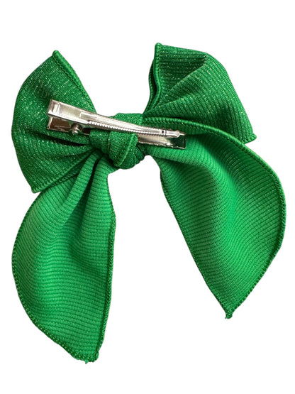 Green Shimmer Hair Bows for Girls - 5" Glitter Alligator Clip Bows