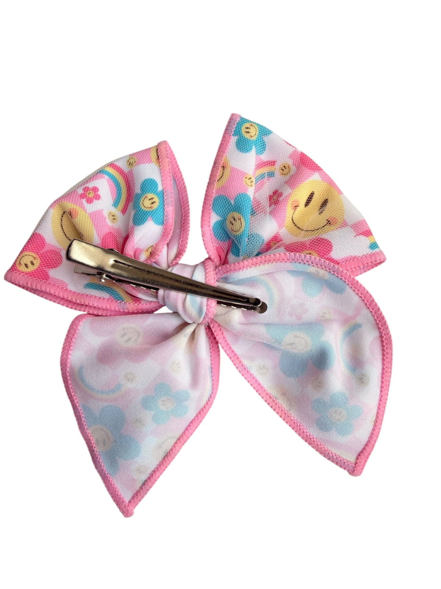 Smiling Daisy Shaker Hair Bow – Floral Confetti Alligator Clip for Girls