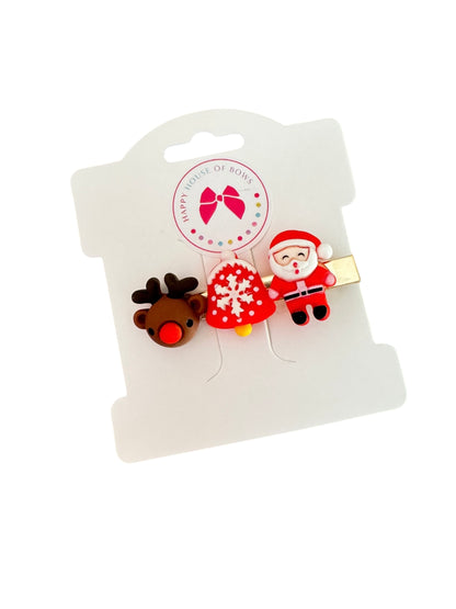 Santa Clips - Christmas Hair Clip for Girls