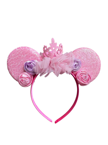 Pink and Purple Crown Princess Mouse Ear Headbands