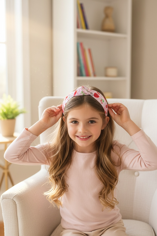 Ladybug Tie Knot Headband for Girls - Spring Headband