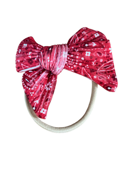 Red Bandana Hair Bows for Little Girls