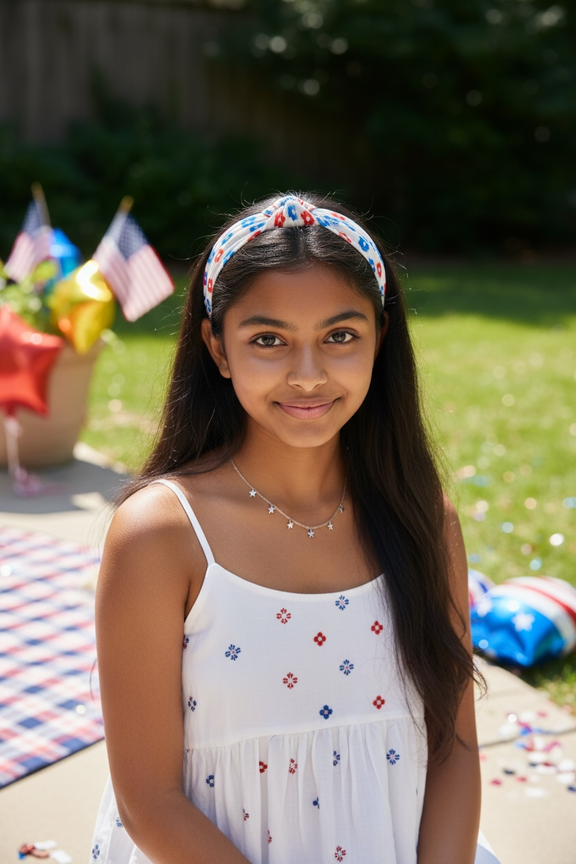 4th of July Flowers Headband – Patriotic Hair Accessory for Girls & Women