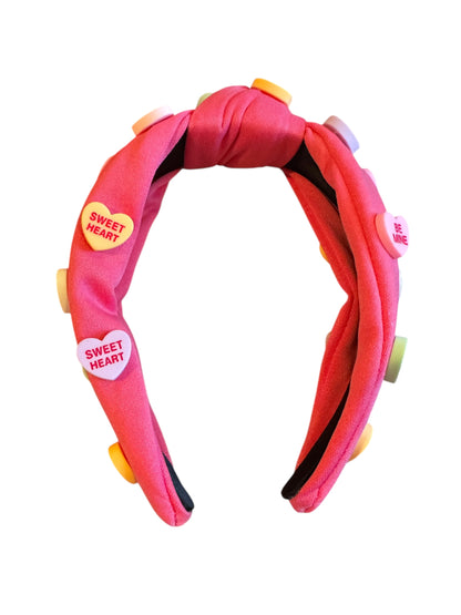 Conversation Hearts Tie Knot Headband - Valentine's Day Headband for Girls