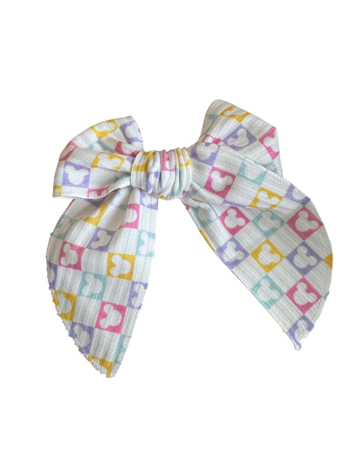 Checkered Mouse Hair Bow | Magical Park Hair Accessories for Girls | Kids Character Bows