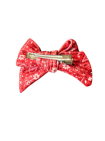 Red Bandana Hair Bows for Little Girls