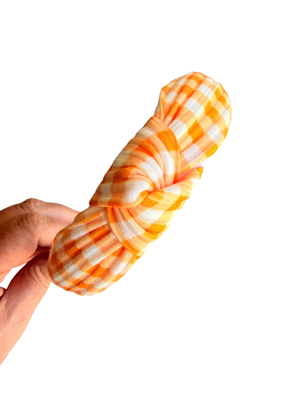 Orange Gingham Knotted Headband – Halloween Headband for Girls & Moms