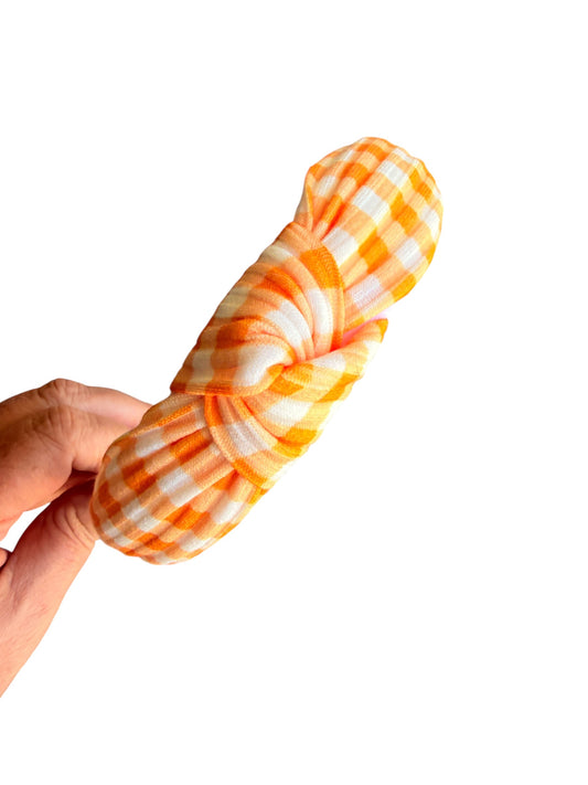 Orange Gingham Knotted Headband – Halloween Headband for Girls & Moms