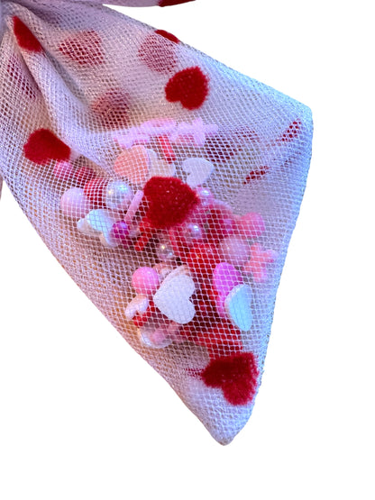 Red & White Shaker Hair Bows - Confetti Bows for Girls