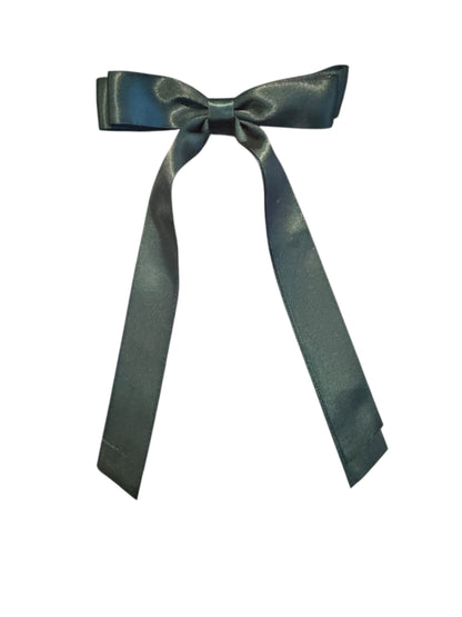 Double Streamer Satin Hair Bow - Elegant Ribbon Bow with Alligator Clip