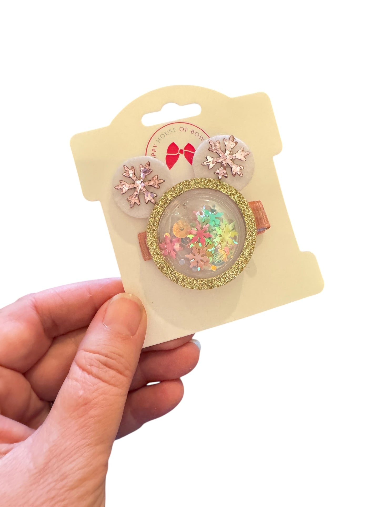 Mouse Snowflake Shaker Clips - Christmas Interactive Hair Clips with Confetti