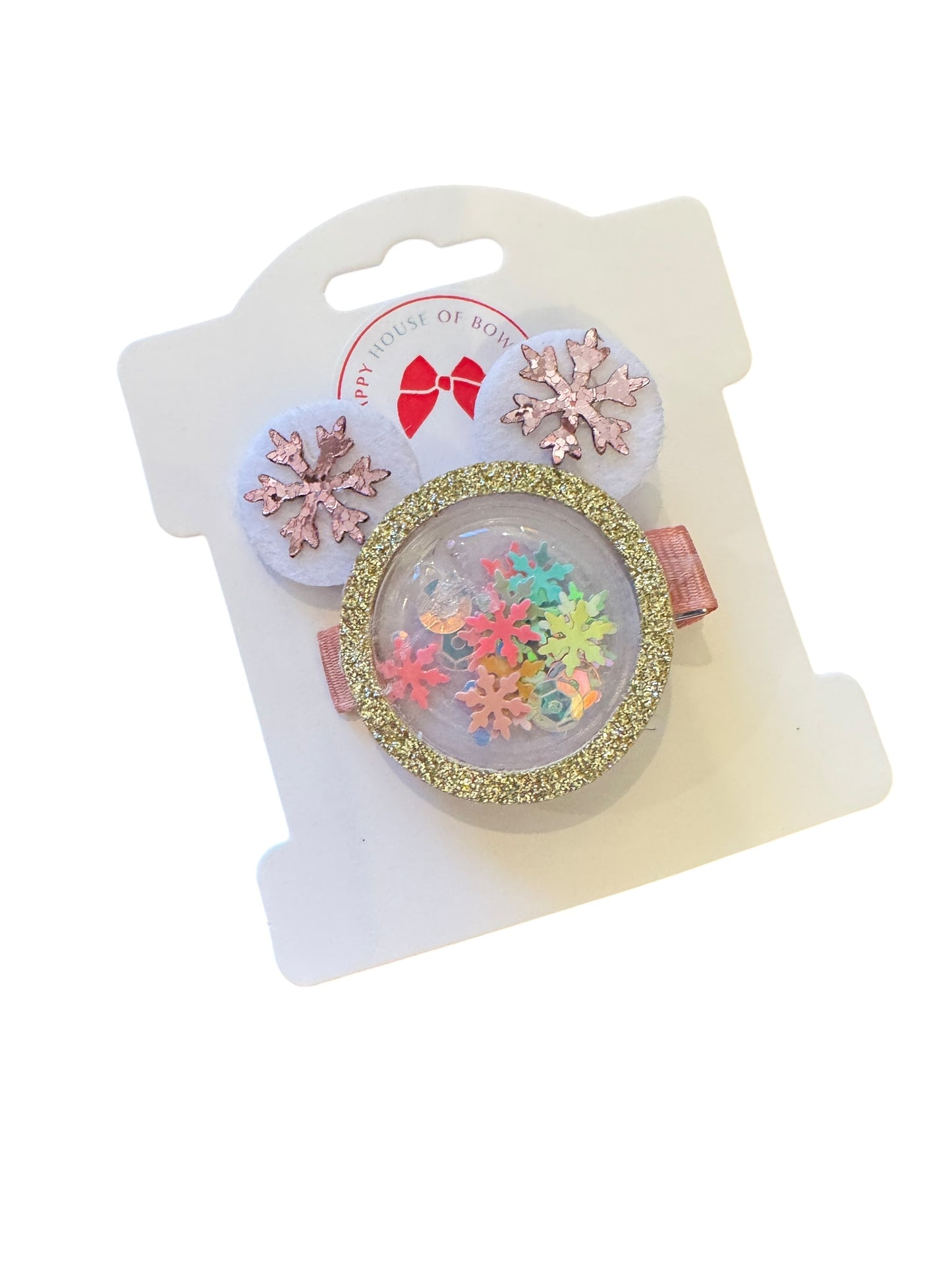 Mouse Snowflake Shaker Clips - Christmas Interactive Hair Clips with Confetti