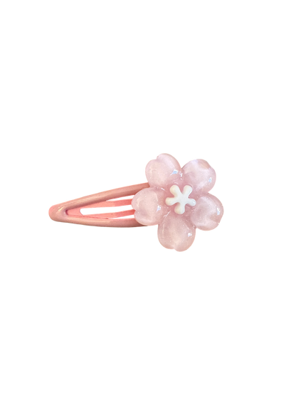 Pink Flower Hair Clips for Toddlers - Baby Girl Snap Clips for Spring