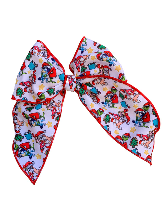 Blue Dog Grinch Hair Bows - Christmas Holiday Hair Accessories