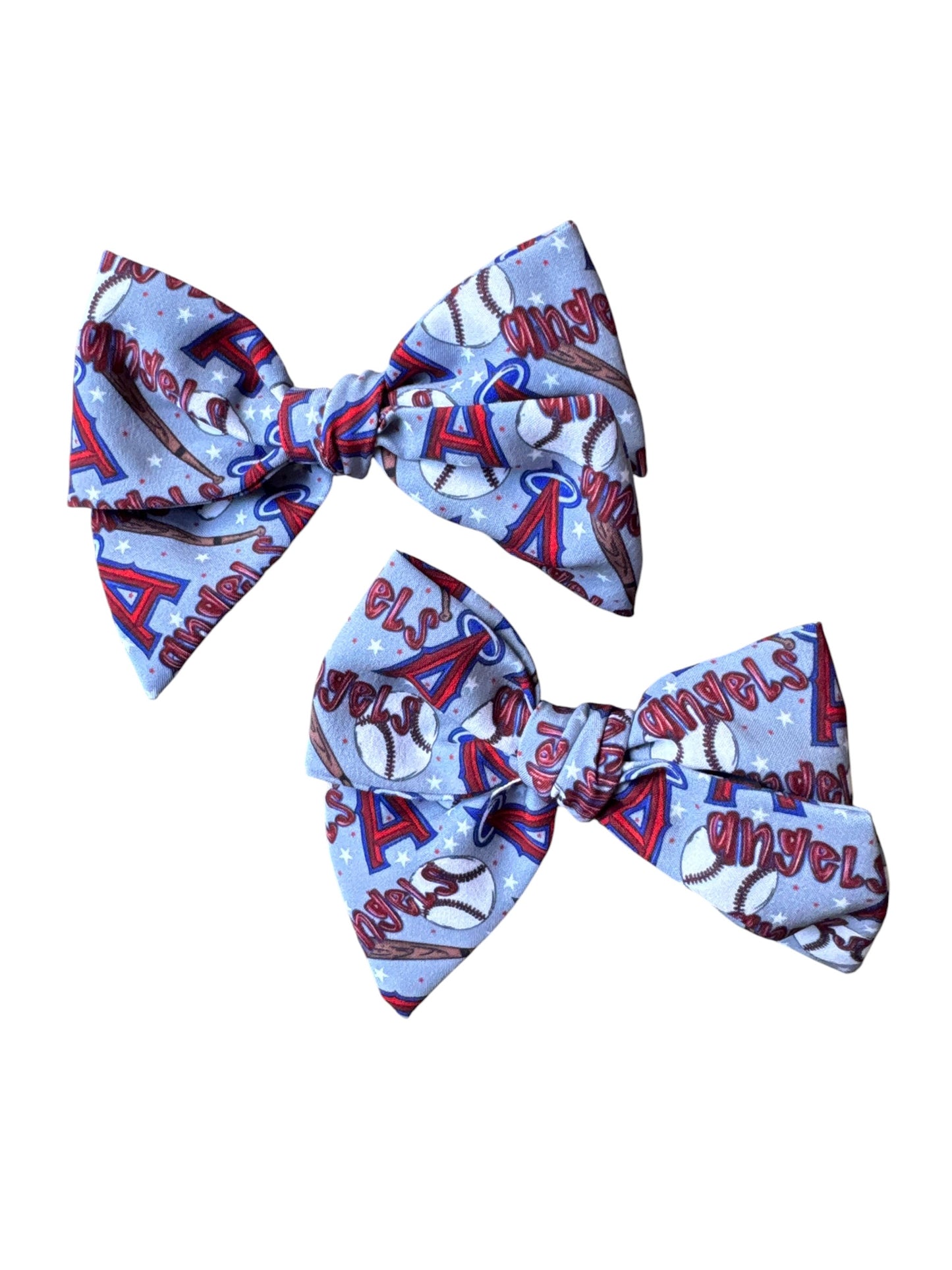 Angels Baseball Hair Bows for Girls - Sports Bow with Alligator Clip for Game Day