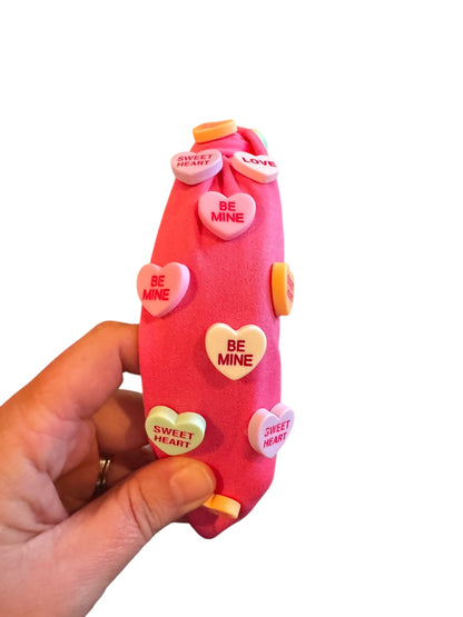 Conversation Hearts Tie Knot Headband - Valentine's Day Headband for Girls