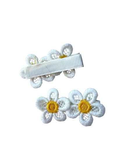 Lace Daisy Hair Clips for Babies, Toddlers, and Kids