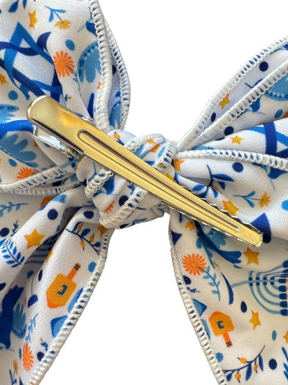 Hanukkah Hair Bows - White Holiday Accessories