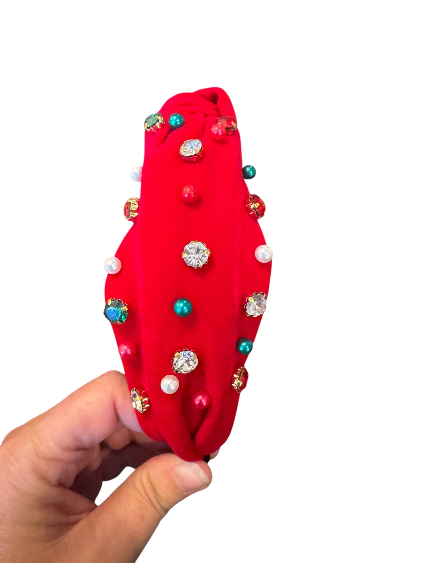 Pearl & Rhinestone Christmas Holiday Headband - Festive Holiday Hair Accessories for Girls & Women