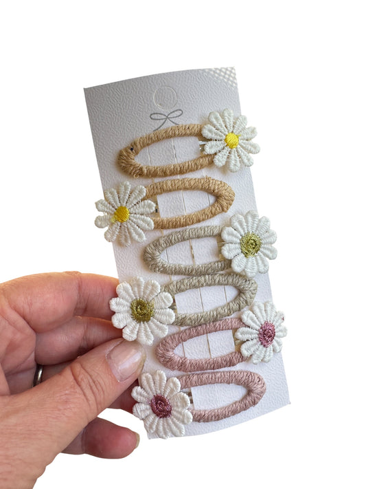 Daisy Hair Clips for Toddlers - Girl Flower Snap Clips Set