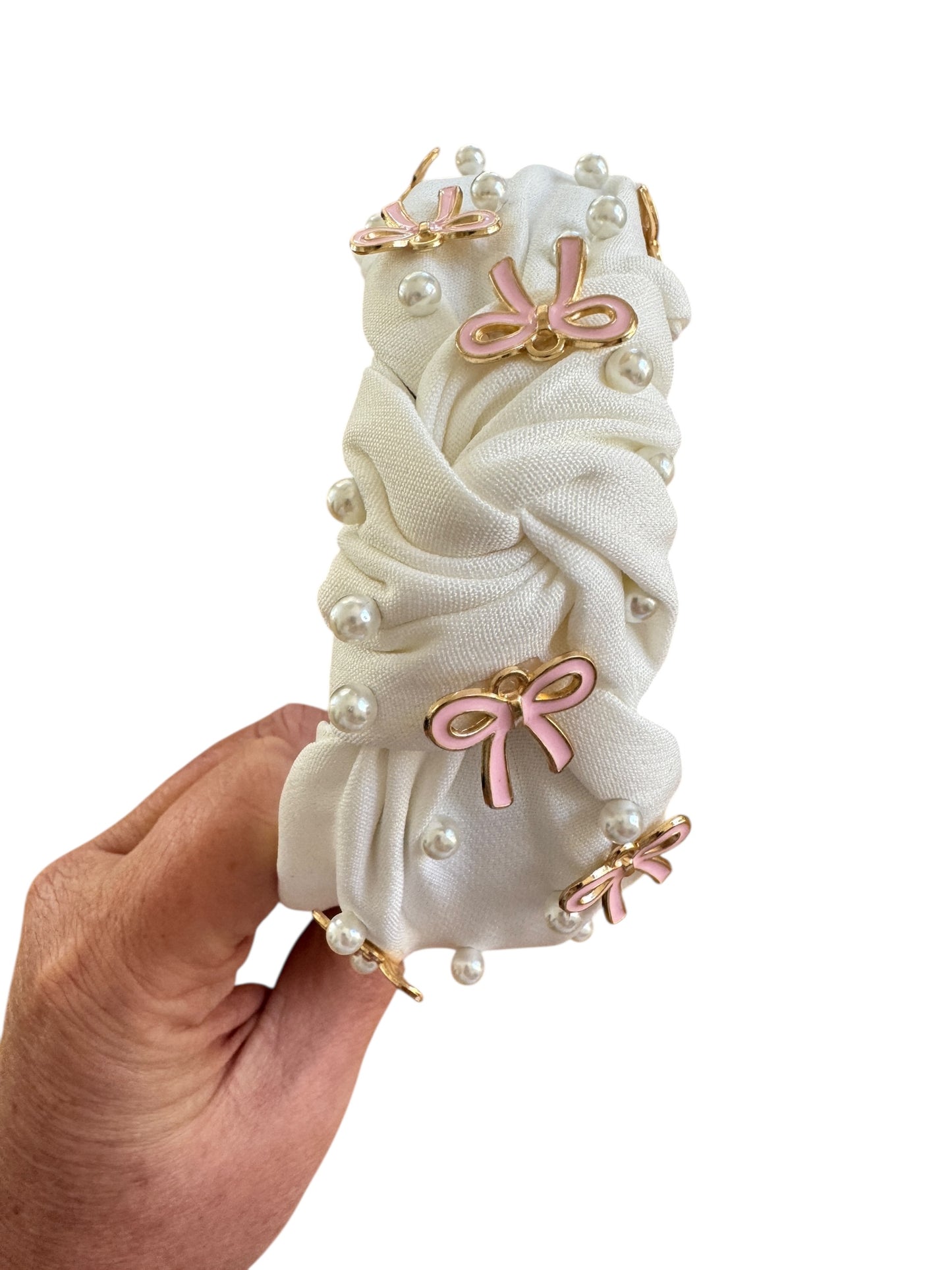 *Bow Pearl Rhinestone Headband