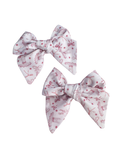 Bows & Ballerinas Hair Bows for Girls - Pink Ballet Dance Hair Clips