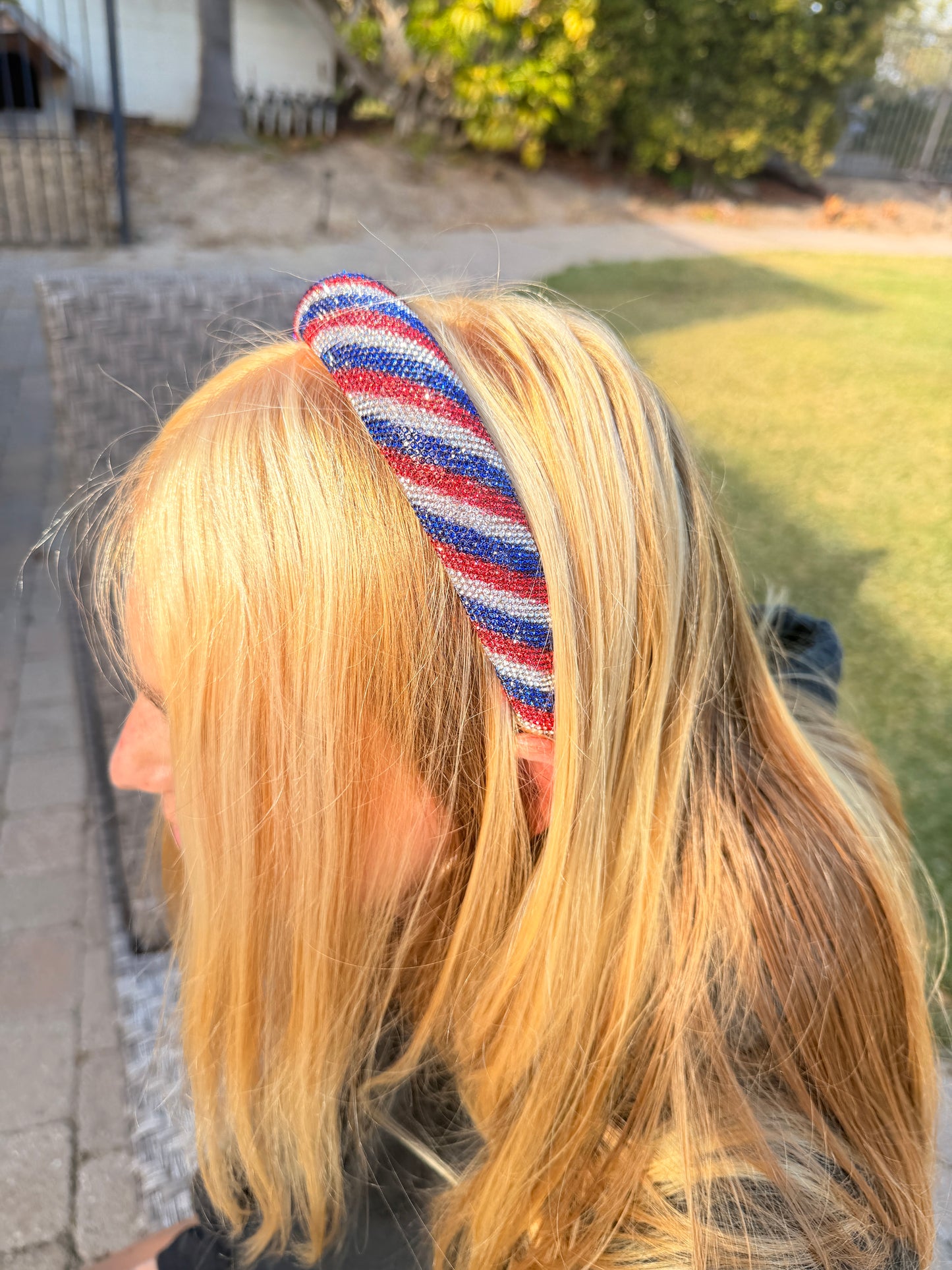 Patriotic Sparkly Headband for Girls – Red White & Blue 4th of July Hair Accessory