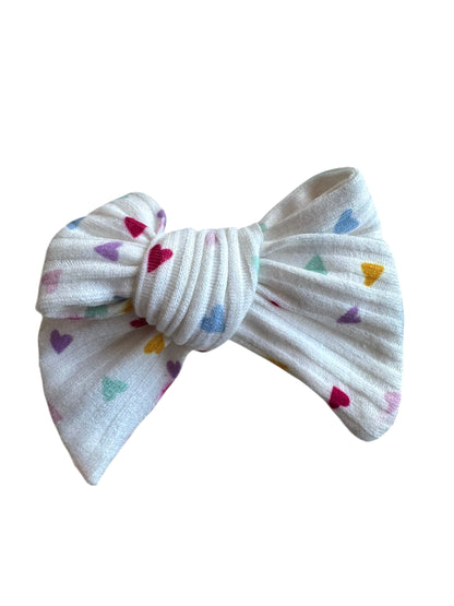 Rainbow Hearts Hair Bow - Valentine's Day Hair Bow for Girls