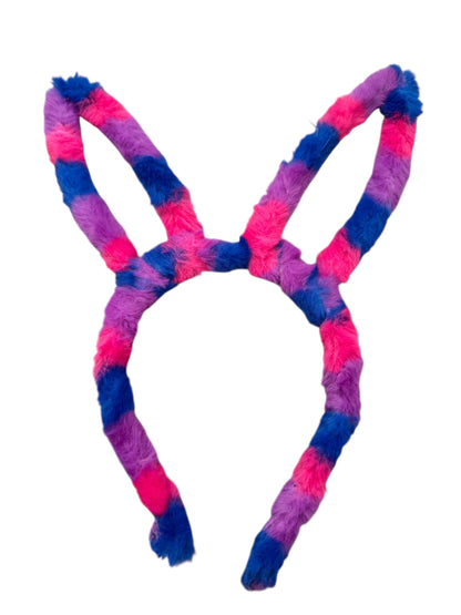 Easter Bunny Ear Headband - Fuzzy Striped Headband for Girls & Kids