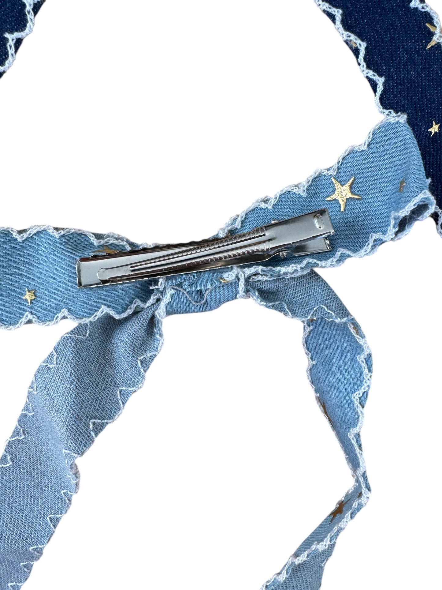 *Denim Long Tail Hair Bow