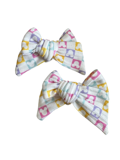 Checkered Mouse Hair Bow | Magical Park Hair Accessories for Girls | Kids Character Bows