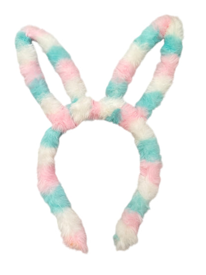 Easter Bunny Ear Headband - Fuzzy Striped Headband for Girls & Kids