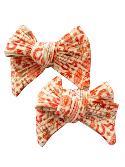 Coastal Cowgirl Hair Bow | Girls Tropical Western Bow with Alligator Clip