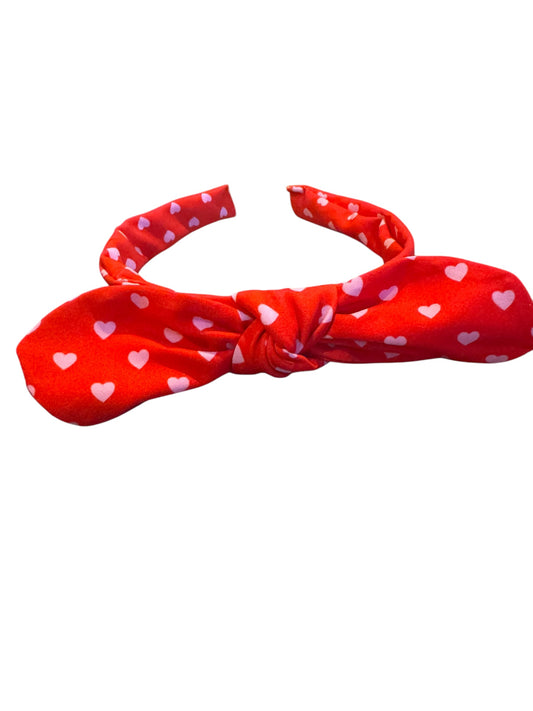 Red and Pink Hearts Headband - Valentine's Day Tie Knot Headband for Girls