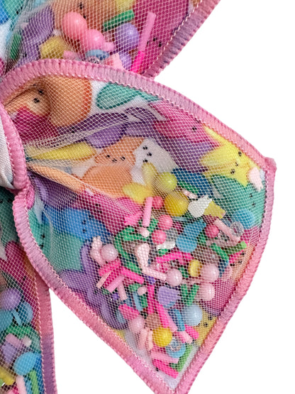 Easter Bunny Shaker Hair Bow for Girls - Pink Confetti Alligator Clip