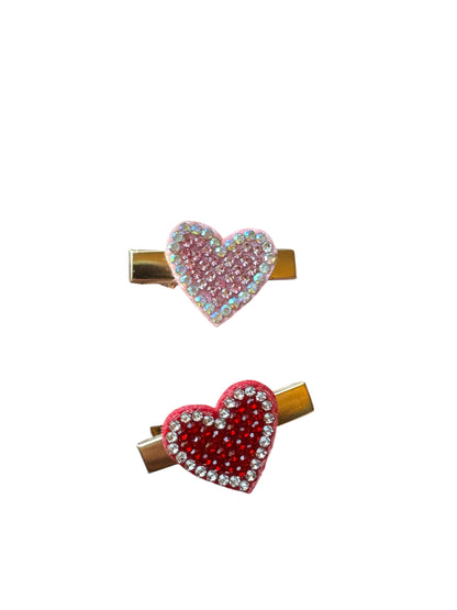 Rhinestone Heart Hair Clips - Valentine's Clips