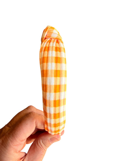 Orange Gingham Knotted Headband – Halloween Headband for Girls & Moms