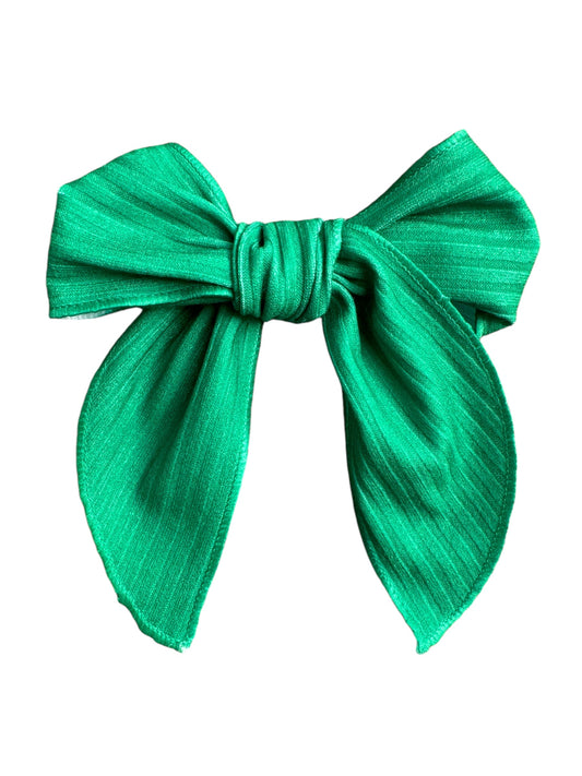 Green Fabric Hair Bows