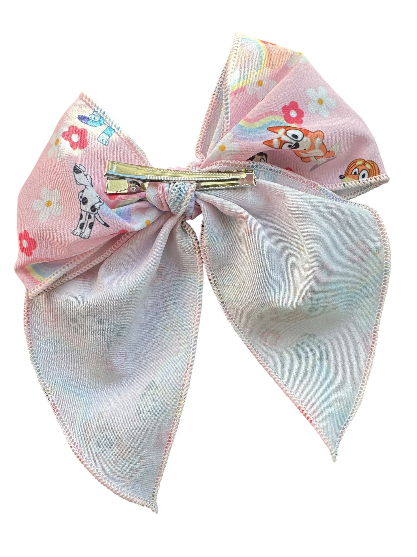 Bluey Hair Bow for Girls - Blue Dog Rainbow Bow