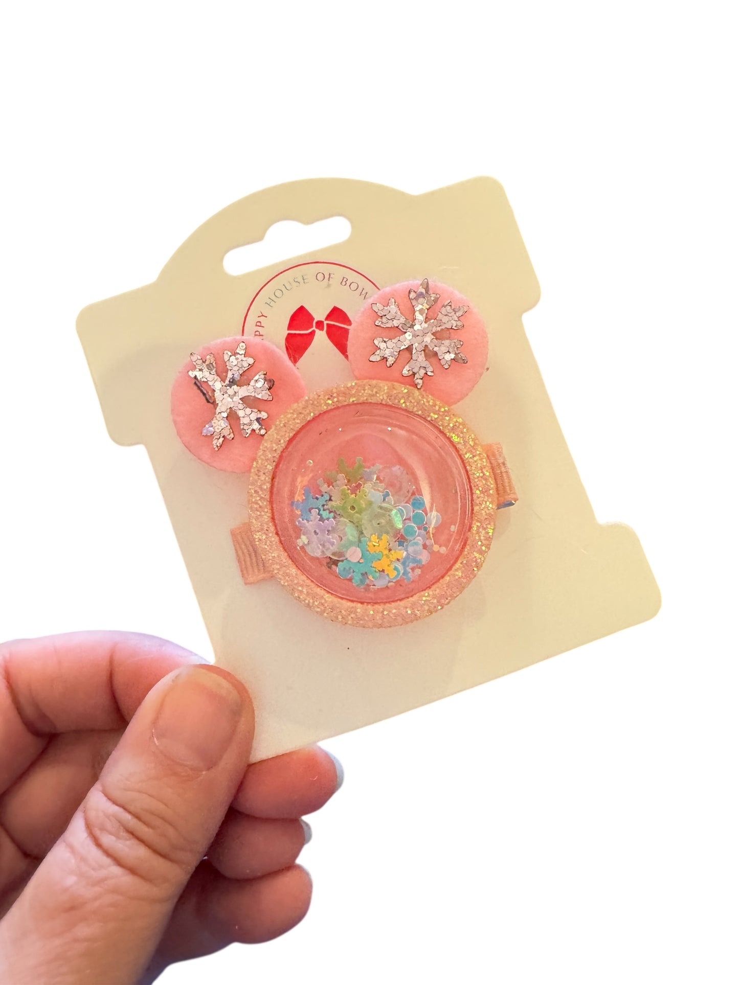 Mouse Snowflake Shaker Clips - Christmas Interactive Hair Clips with Confetti